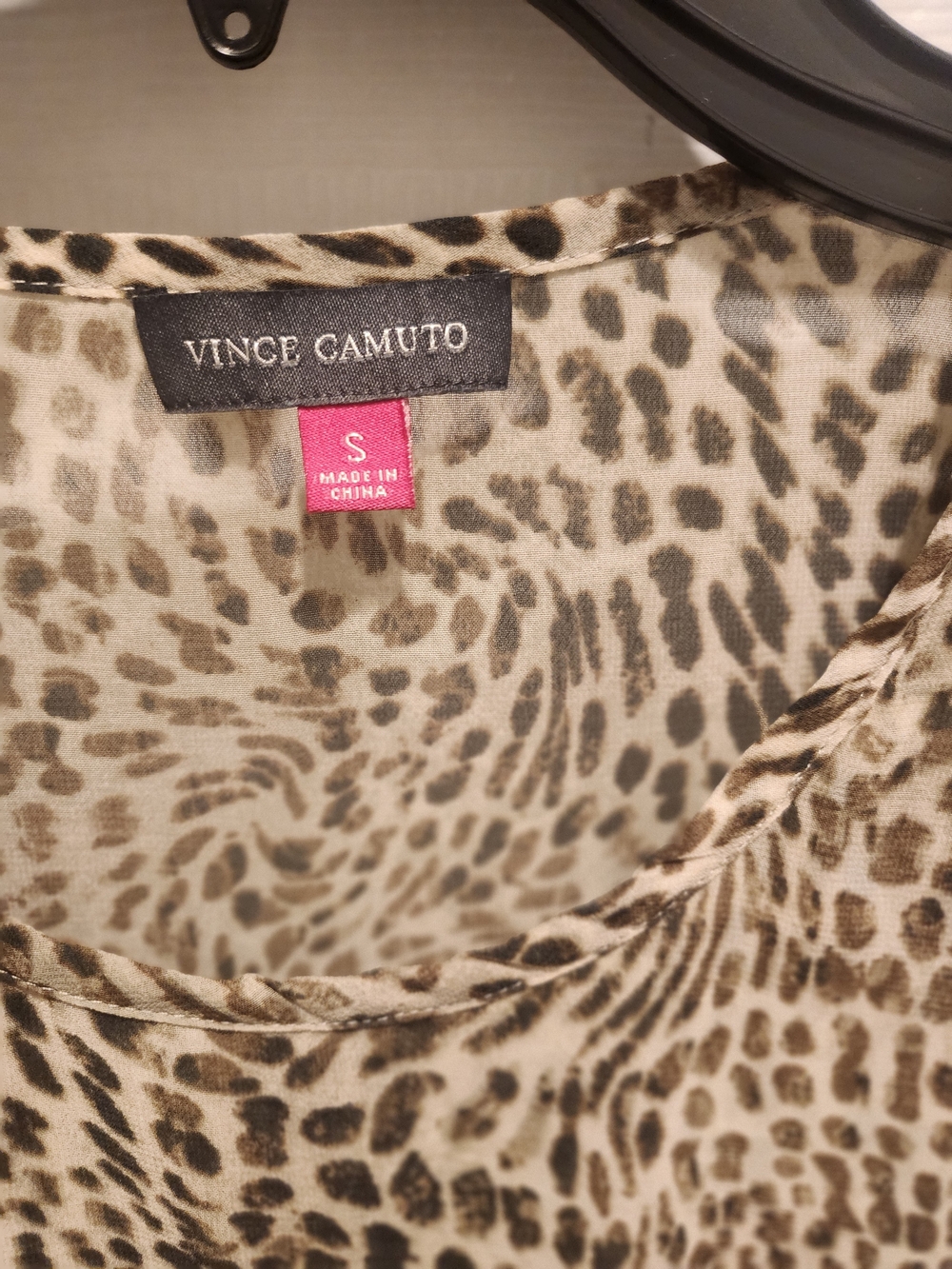 Vince Camuto Women's Leopard Print Scoop Neck Top - Brown